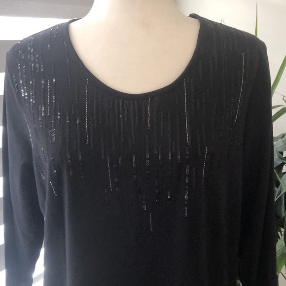 TanJay Gorgeous Ladies, Large Short Sleeve Black with Sequins in front. NWOT - Picture 3 of 7